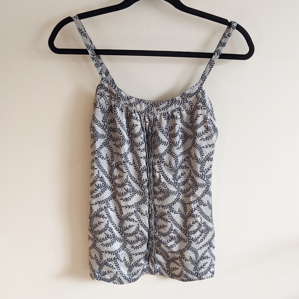 100% Silk Grey Ruffle Top